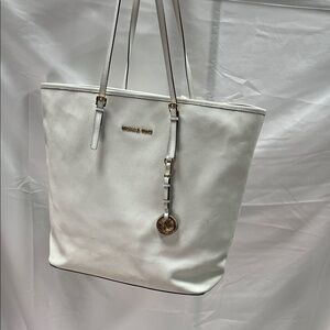 Michael Kors Cream Tote with Gold Accents